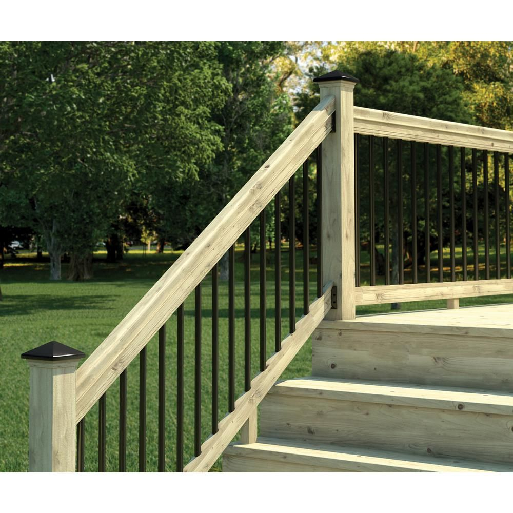 Weathershield 6 Ft Pressure Treated Stair Railing Kit With Black for measurements 1000 X 1000