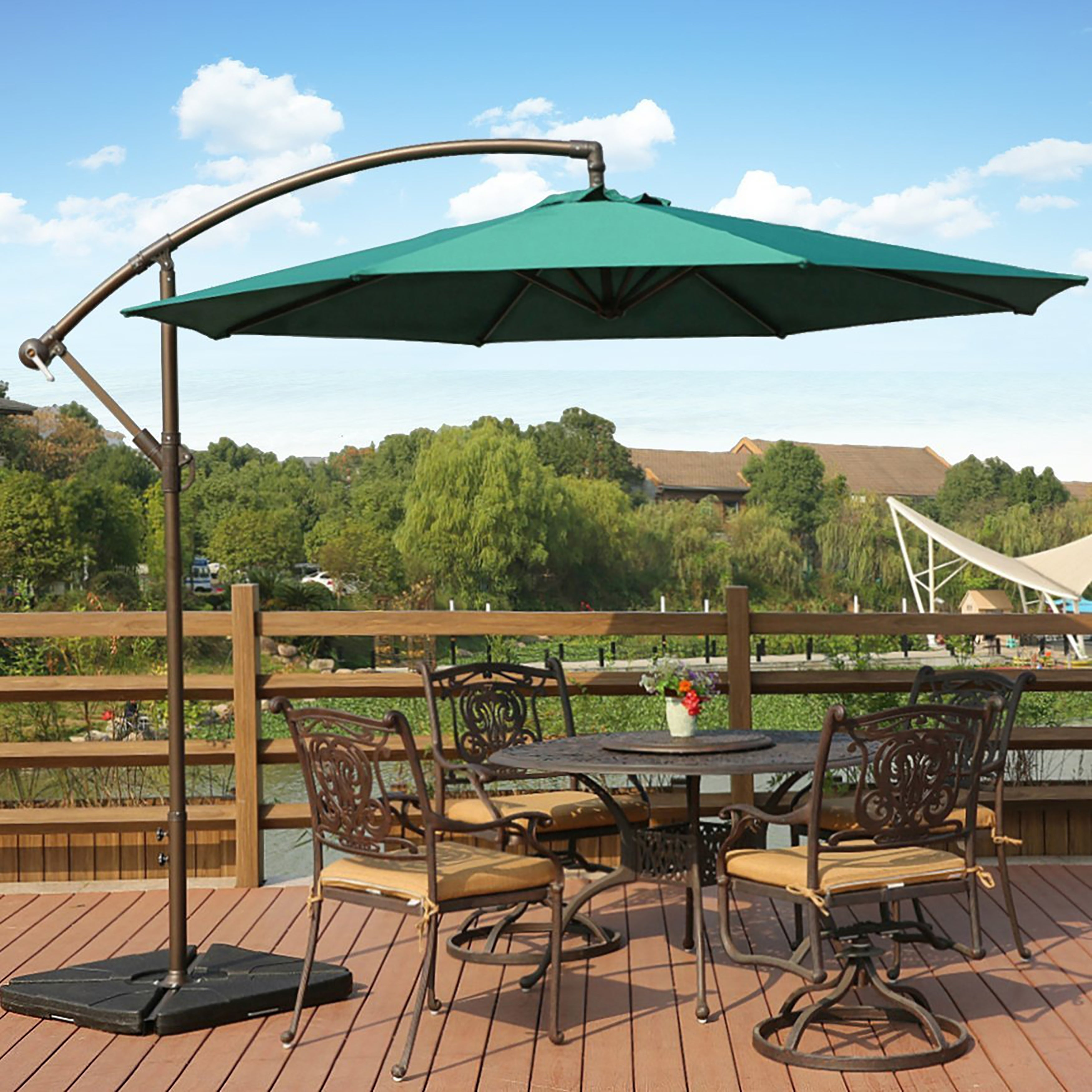Weller 10 Ft Offset Cantilever Hanging Patio Umbrella intended for size 3500 X 3500