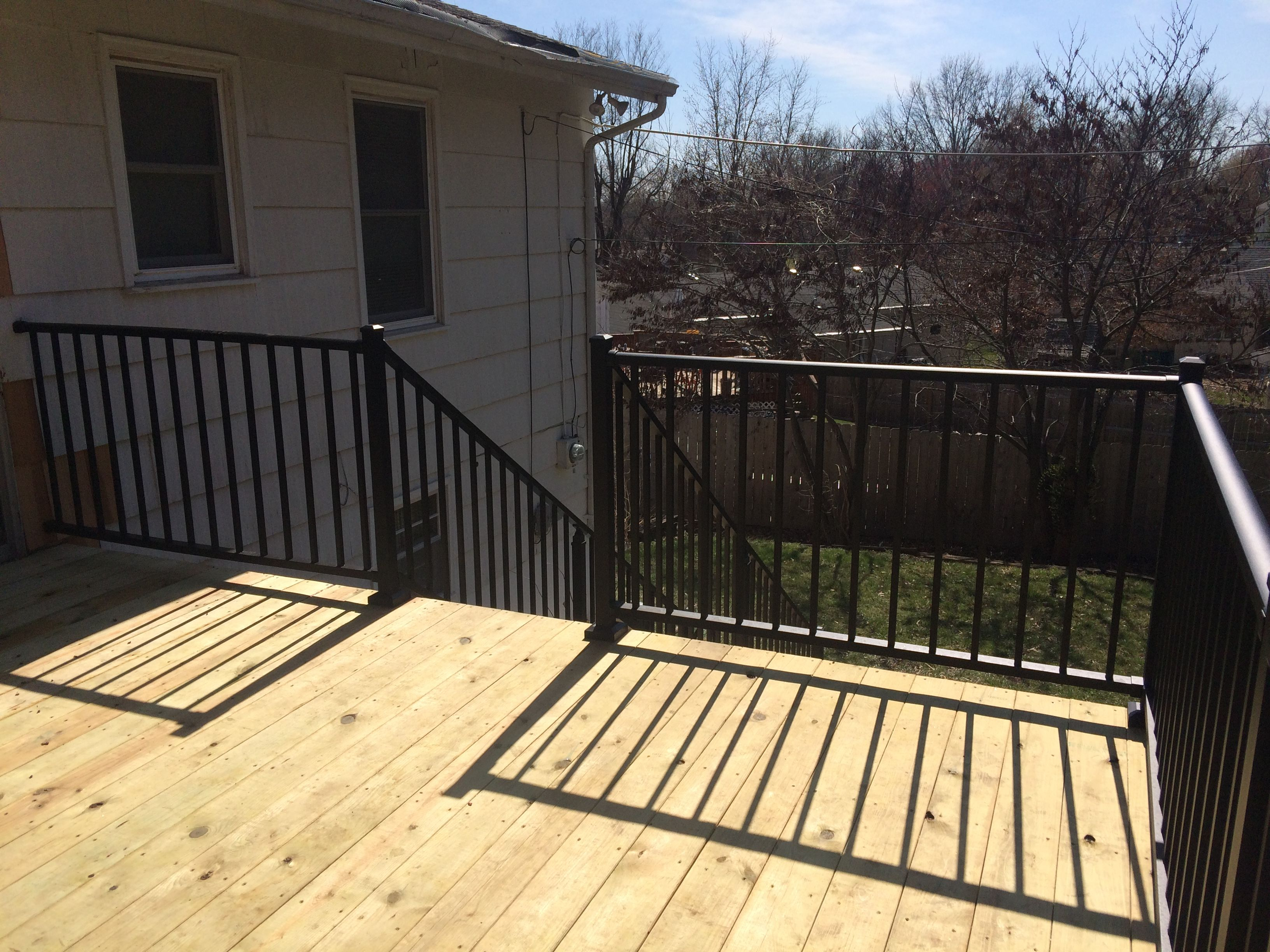 Westbury Aluminum Railing Black With Metal Posts Attached To Deck with regard to proportions 3264 X 2448