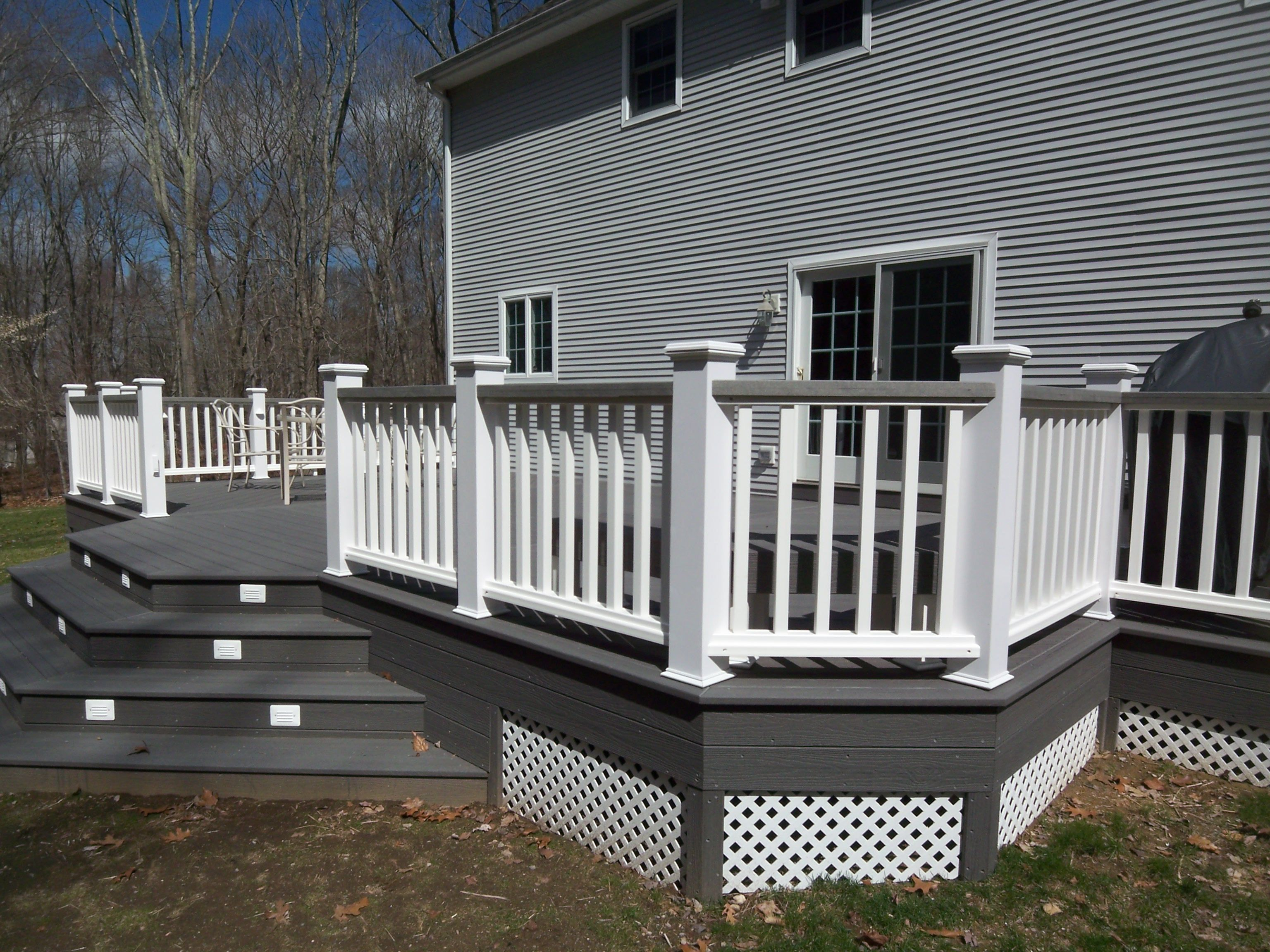 White And Gray Wood Porch Composite Decks Hot Tub Decks Trellis for measurements 3072 X 2304