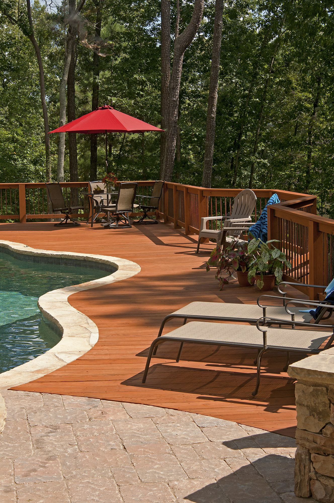 Wood Deck Adjoining An Inground Pool Designed And Built Atlanta within measurements 1328 X 2000