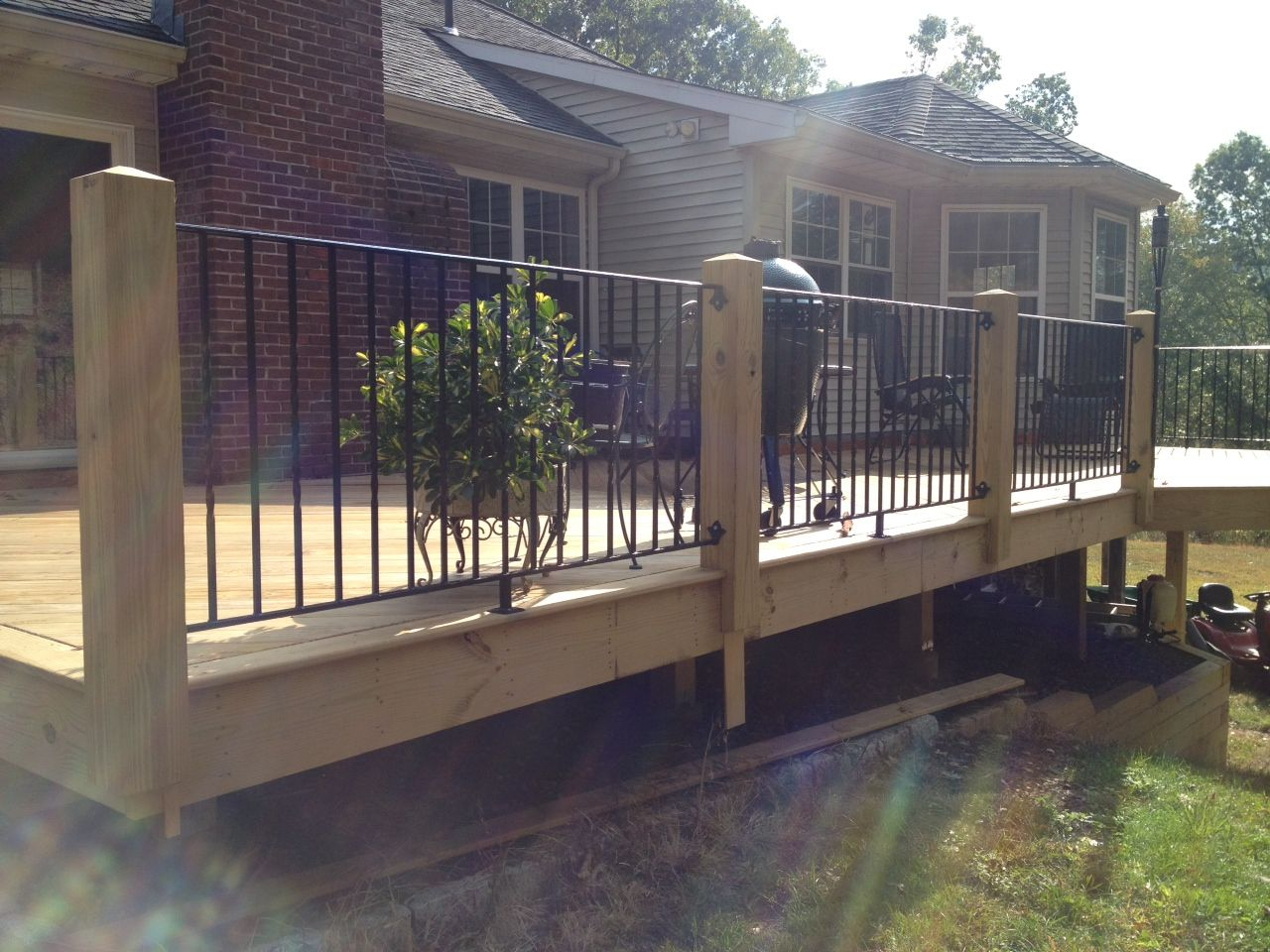 Wood Posts And Wrought Iron Hand Rails And Pickets Wrought Iron for size 1280 X 960