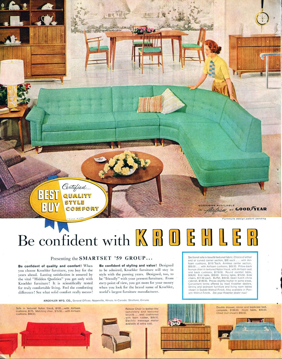 1958 Kroehler Furniture Mid Century Modern Home In 2019 Mid intended for measurements 1124 X 1430