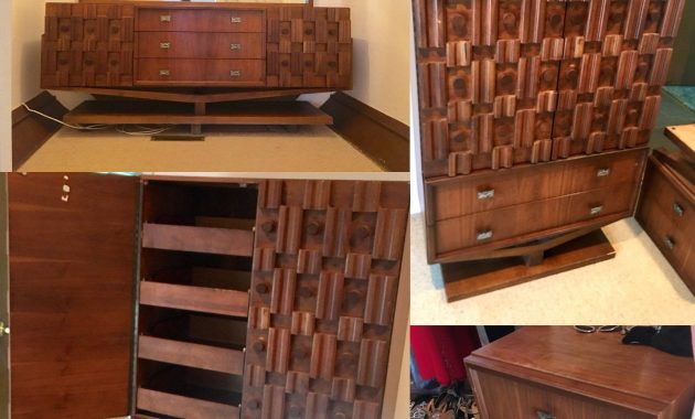 1970s Mid Century Brutalist 4 Piece Walnut Bedroom Set with size 2048 X 2048