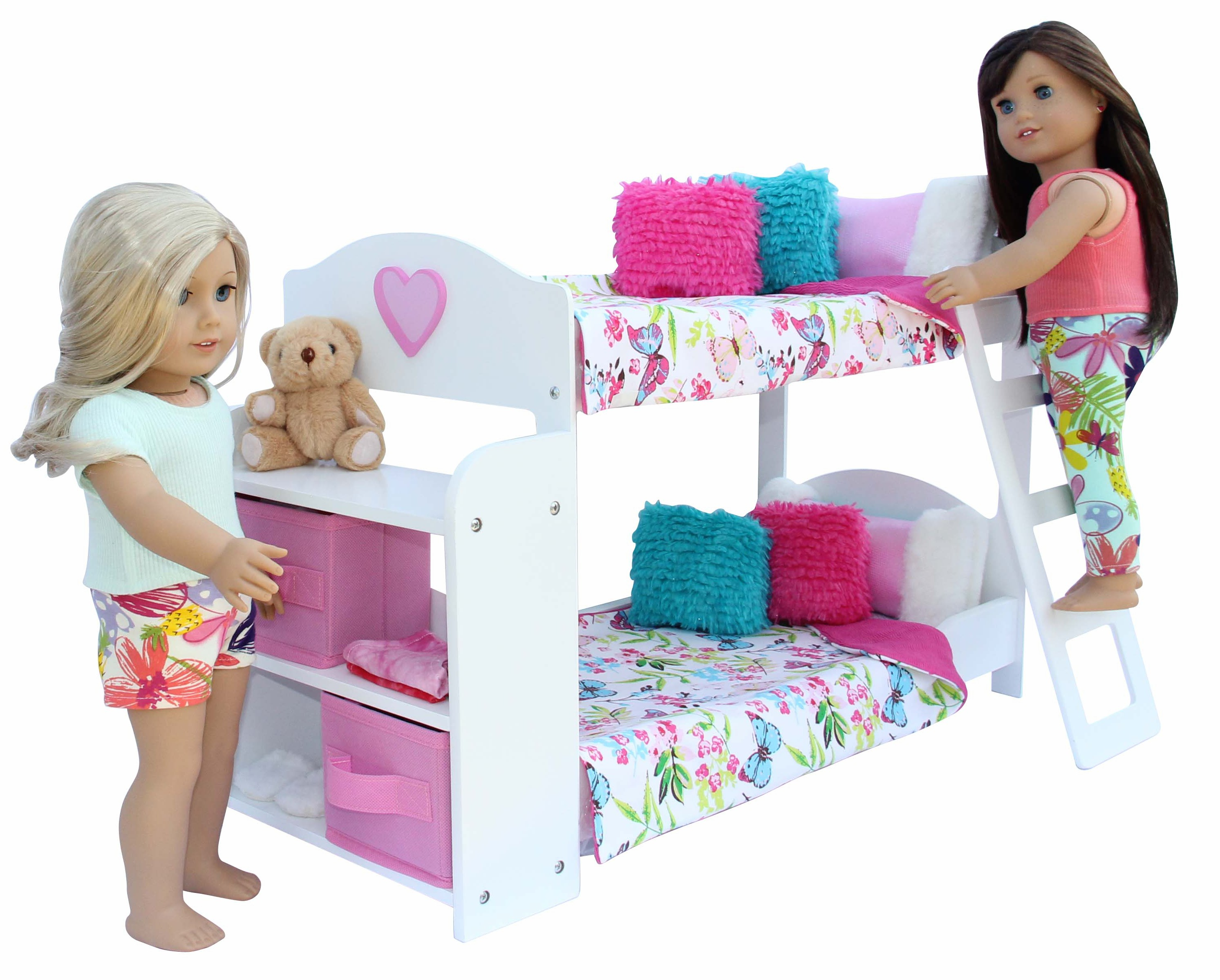 20 Pc Bedroom Set For 18 Inch American Girl Doll Includes Bunk Bed Bookshelf And Bedding pertaining to dimensions 2985 X 2397