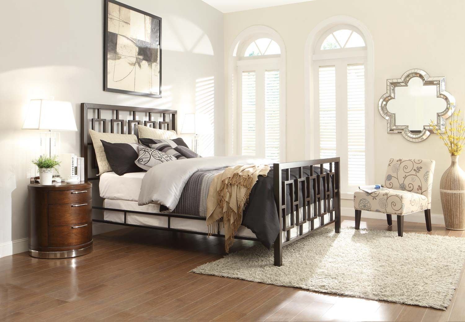 2865 1 Zelda Modern Brushed Brown Metal Bedroom Collection Bed intended for sizing 1500 X 1038