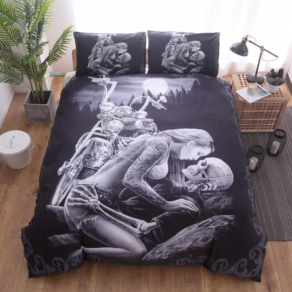 3pcs 3d Bedding Set Duvet Cover Pillowcase Sexy Beauty King Skull Duvet Cover Set Pillowcase Bedroom Twin Uk Queen King 5 Size throughout measurements 1000 X 1000