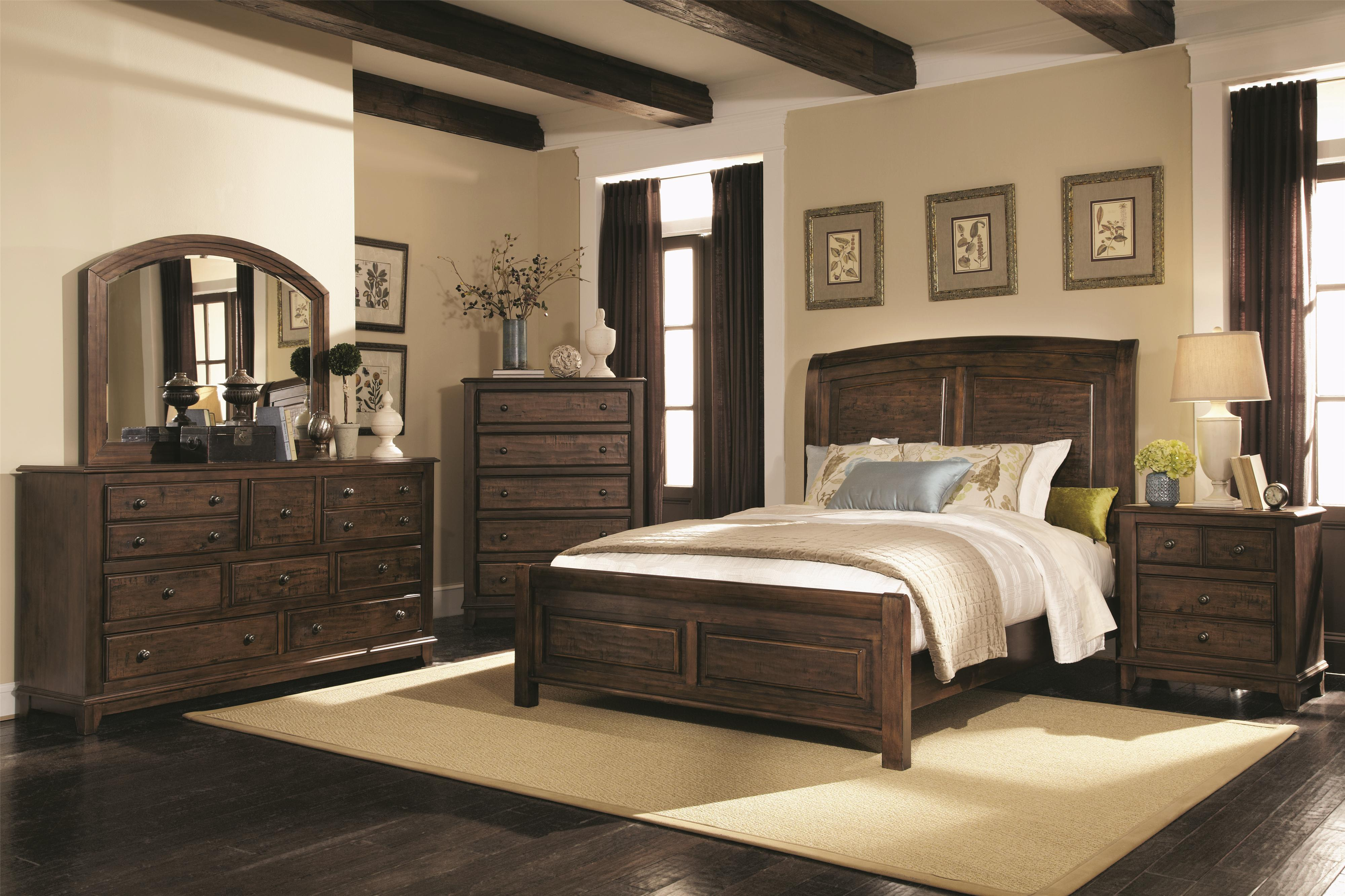 4 Piece Rustic Queen Sleigh Bedroom Group throughout measurements 4000 X 2666