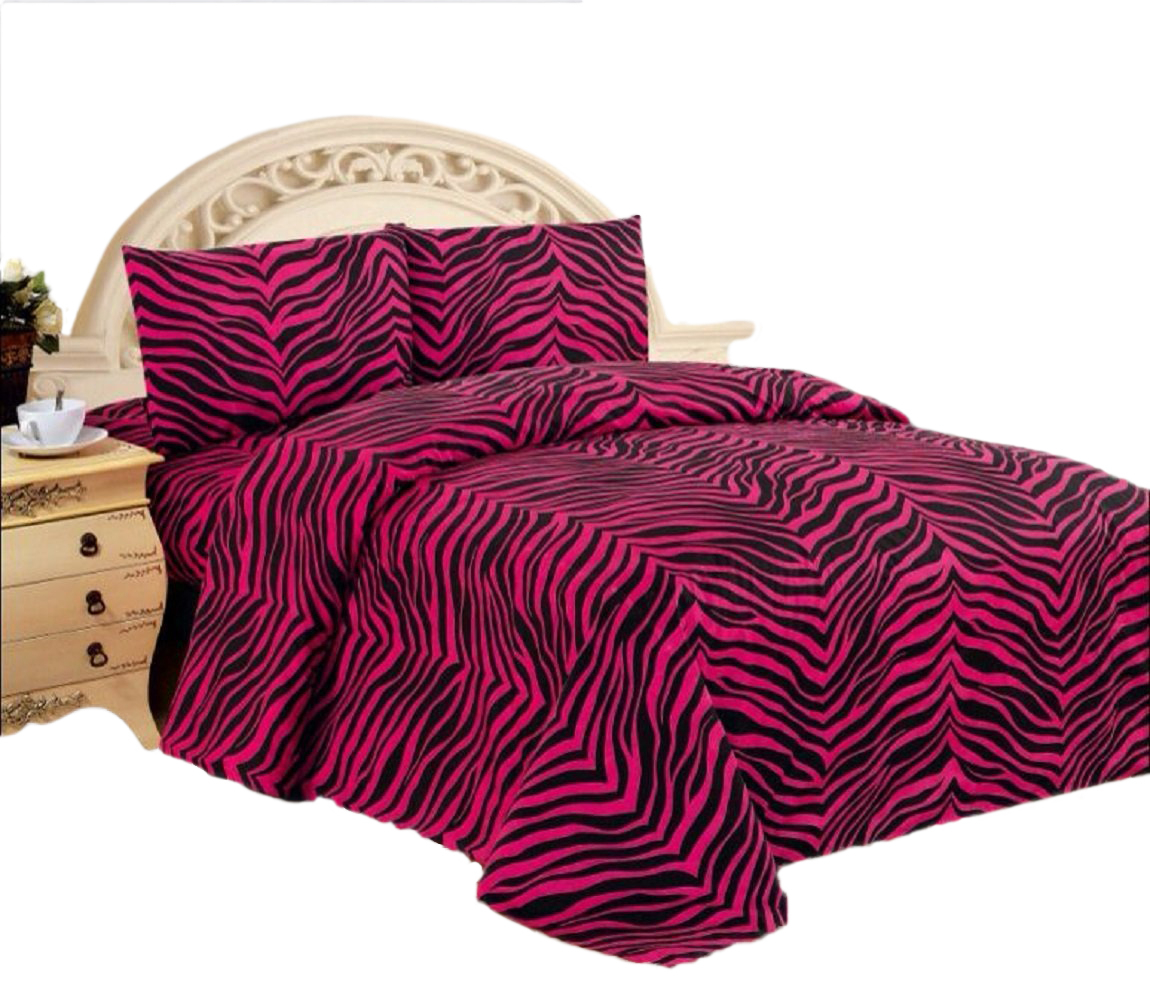 4 Piece Zebra Print Bed Set Pinkblack pertaining to measurements 1150 X 1000