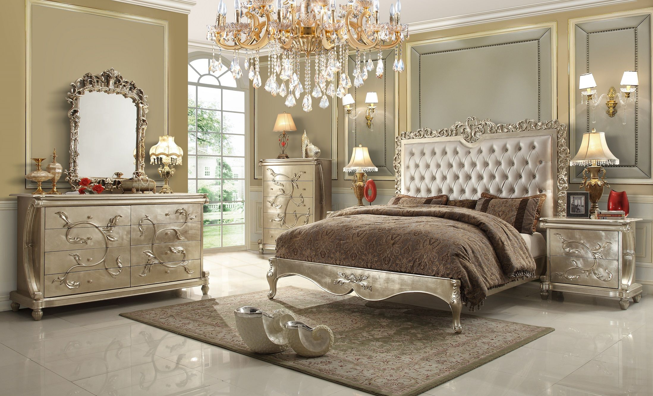 5pc Homey Design Hd 13005 Royal Palace Bedroom Set Boudoir regarding dimensions 2197 X 1334