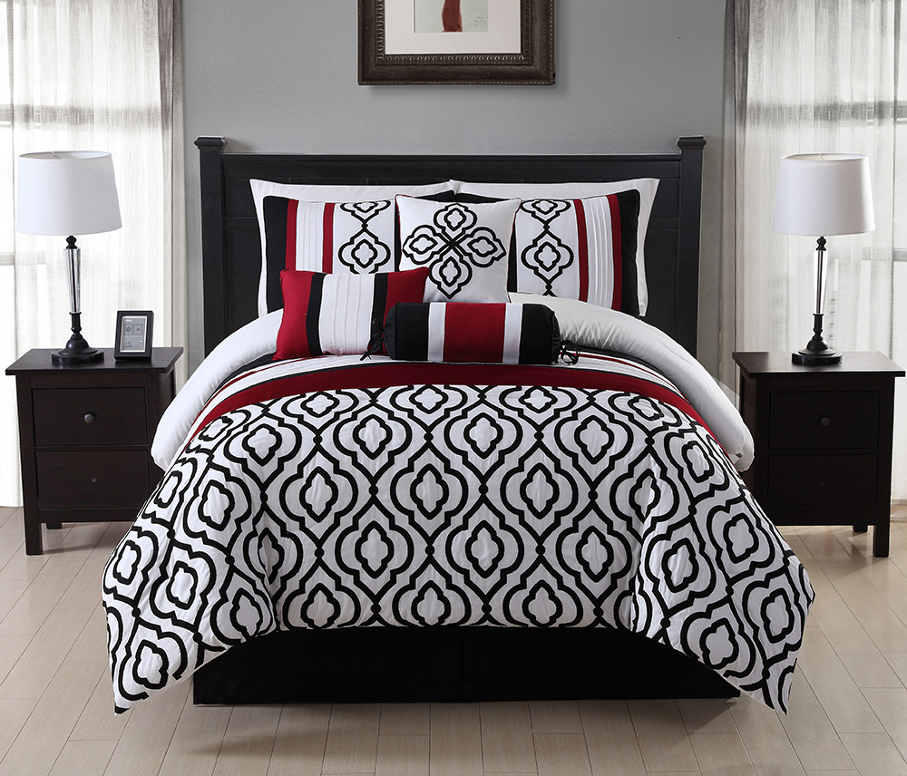 7 Piece Kendrick Blackred Comforter Set Queen regarding measurements 1000 X 856