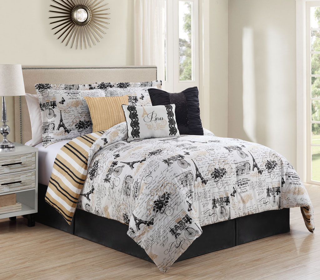 7 Piece Oh La La Reversible Comforter Set in dimensions 1024 X 894