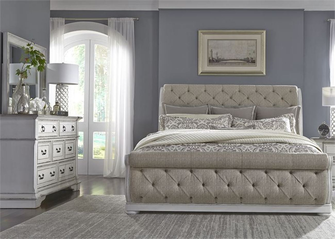 Abbey Park Upholstered Sleigh 3 Piece Bedroom in size 1300 X 927