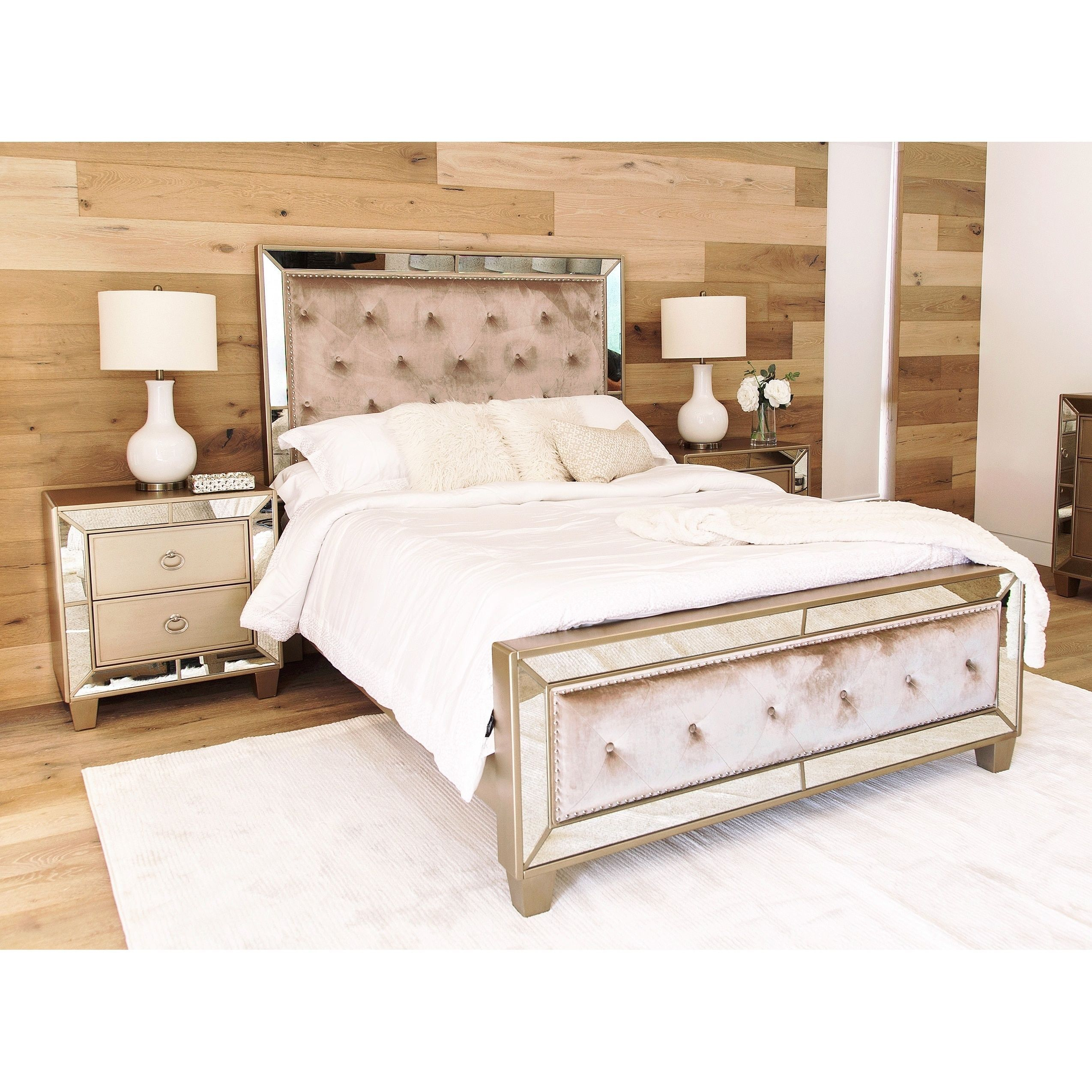 Abson Living Chateau Mirrored Tufted 3 Piece Bedroom Set Queen for proportions 2549 X 2549