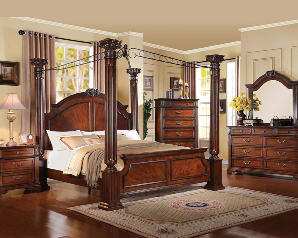 Acme Bedroom Set In Walnut Roman Empire Iii Ac23340set throughout size 1000 X 800