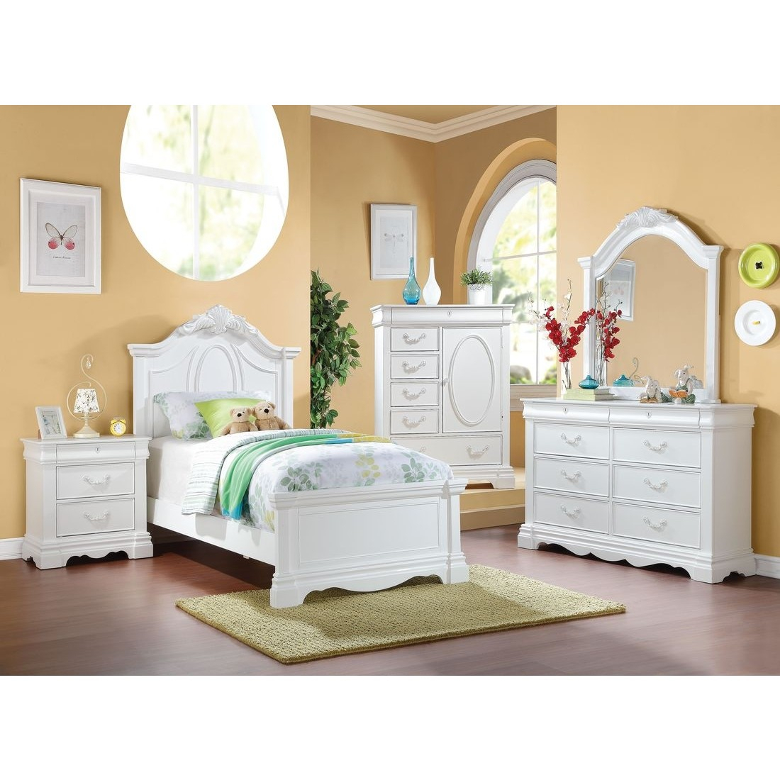 Acme Estrella 4pc Twin Bedroom Set In White pertaining to sizing 1100 X 1100