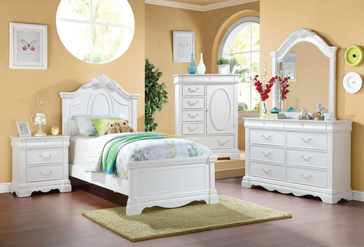 Acme Estrella Youth Panel Bedroom Set In White within size 1280 X 870