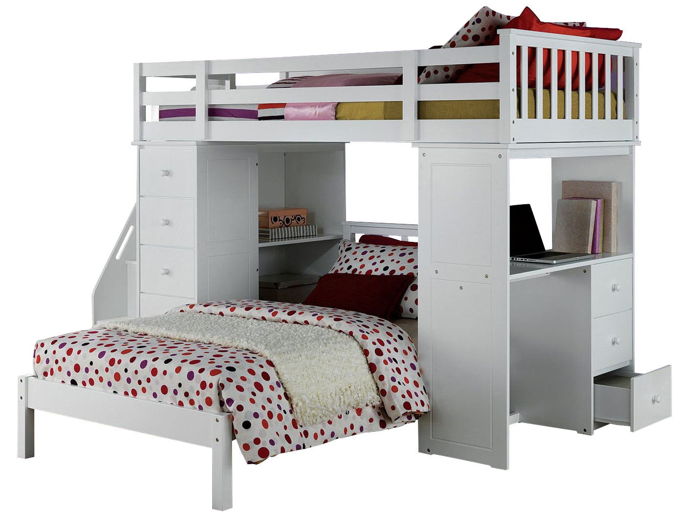 Acme Freya Loft Bed Set With Twin Bed In White 3714537152 within size 1414 X 1056