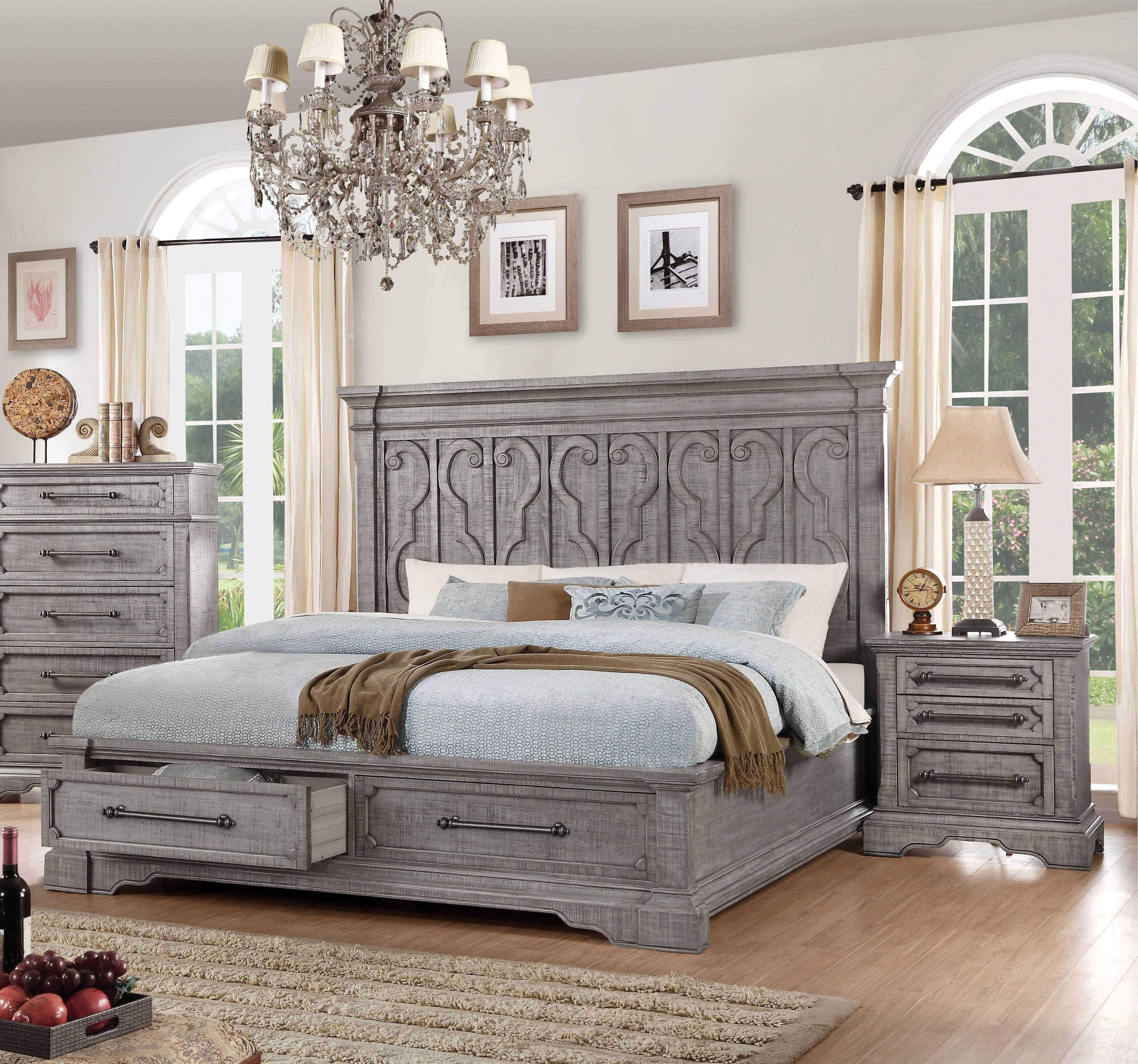 Acme Furniture Artesia Salvaged Natural 2pc Bedroom Set With Cal King Storage Bed throughout sizing 3656 X 3419