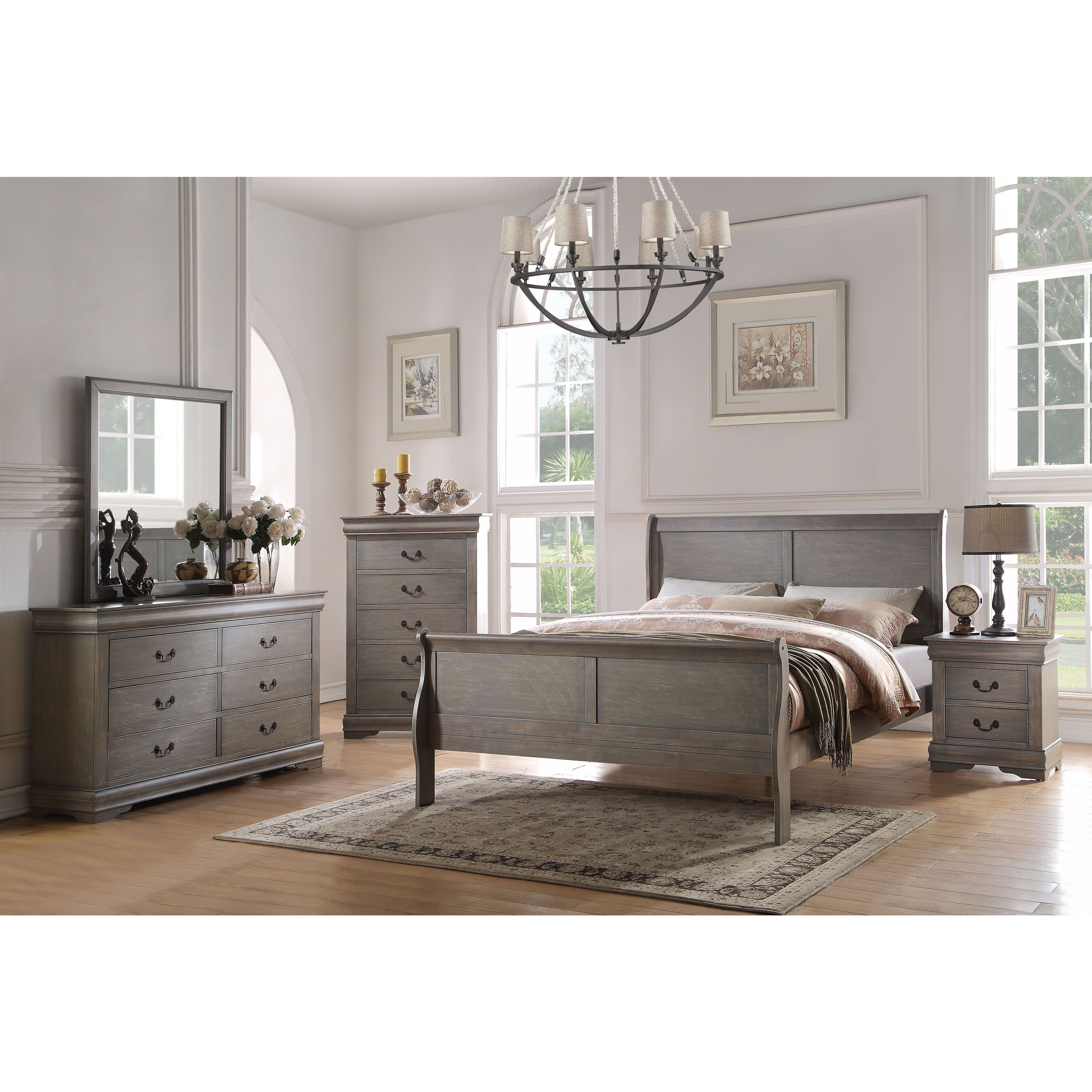 Acme Furniture Louis Philippe 4 Piece Bedroom Set Antique Gray for size 3500 X 3500