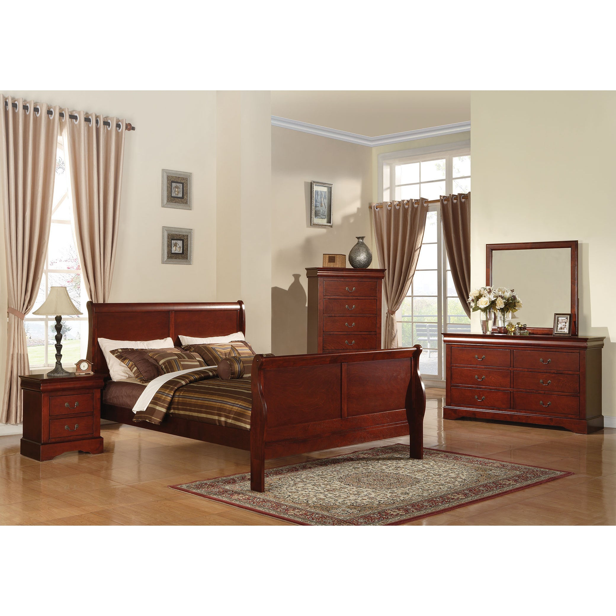 Acme Furniture Louis Philippe Iii 4 Piece Cherry Bedroom Set pertaining to proportions 2080 X 2080