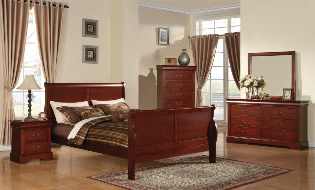 Acme Louis Phillipe Iii Sleigh Bedroom Set In Cherry throughout measurements 1400 X 910