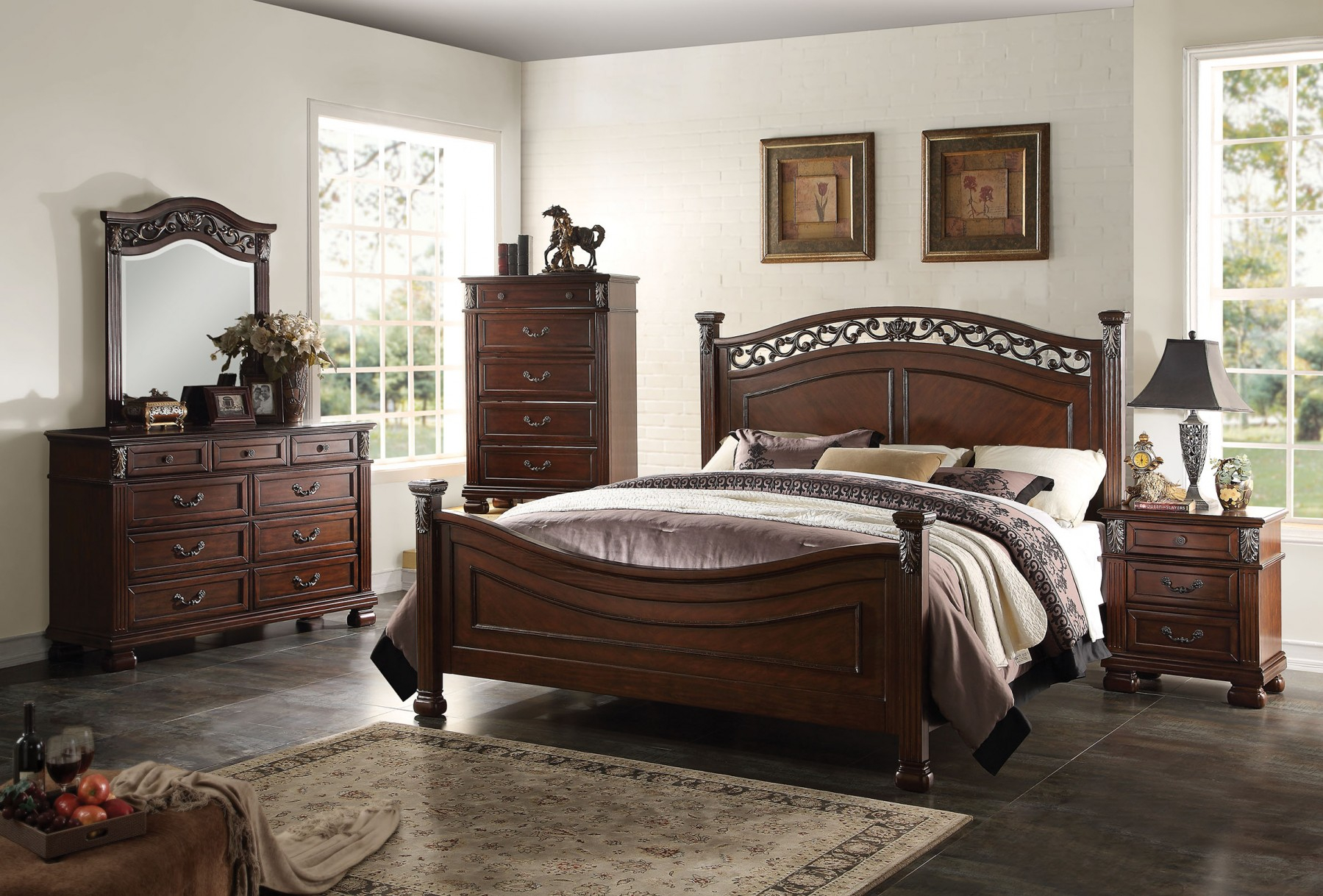 Acme Manfred Panel Bedroom Set In Dark Walnut for measurements 1799 X 1218