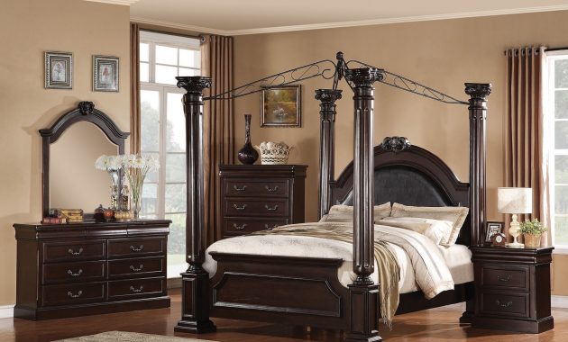 Acme Roman Empire Ii Poster Bedroom Set W Canopy In Cherry regarding size 1882 X 1312