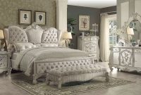 Acme Versailles 4 Piece Upholstered Bedroom Set In Ivory Velvetbone regarding measurements 2226 X 1195