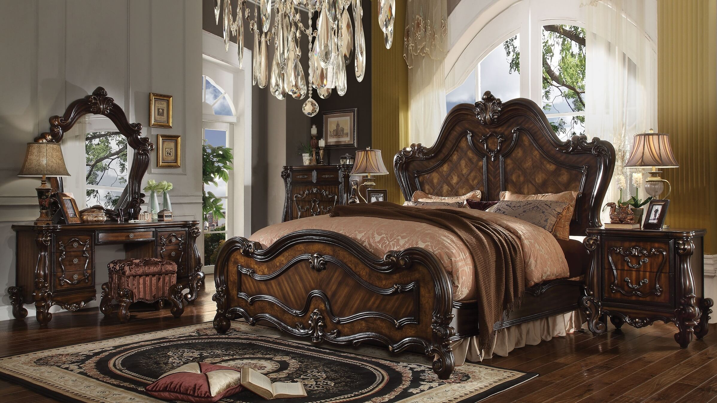 Acme Versailles Bedroom Set In Cherry Oak in proportions 2395 X 1349