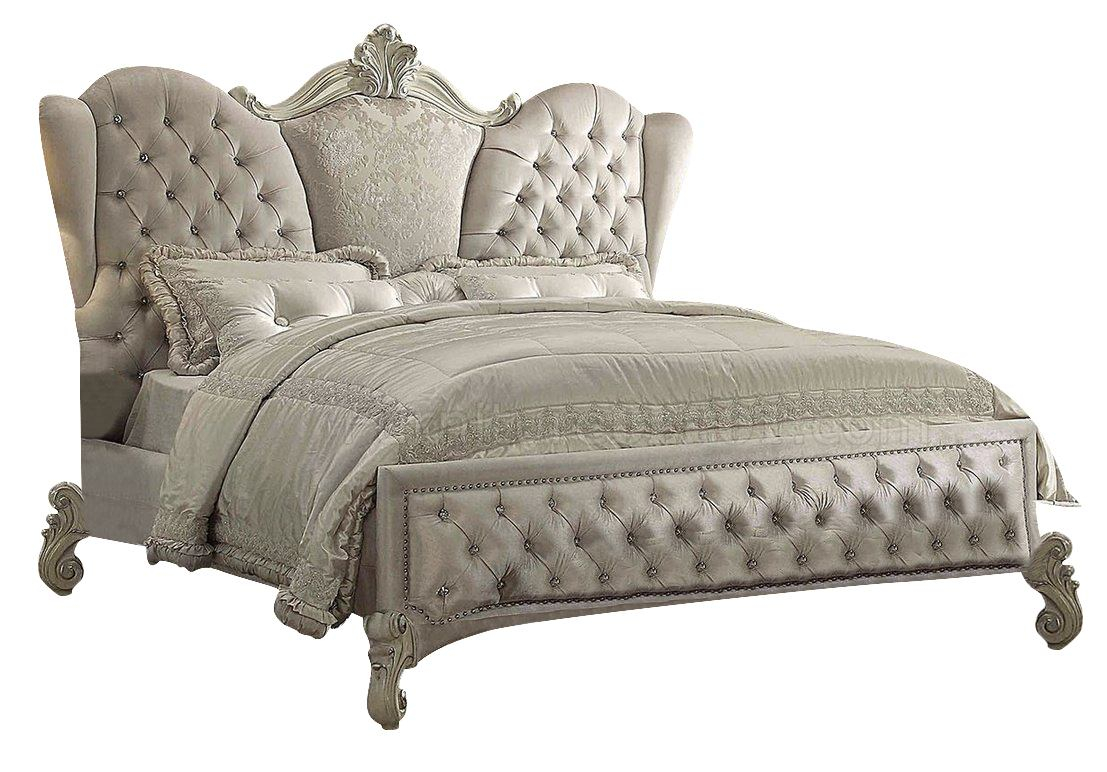 Acme Versailles Cal King Bed In Ivory Velvetbone White 21124ck with regard to size 1107 X 772