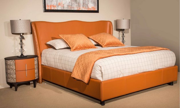 Aico 21 Cosmopolitan Orange Upholstered Wing Bedroom Set Collection Diablo Orangeumber with proportions 1542 X 1040