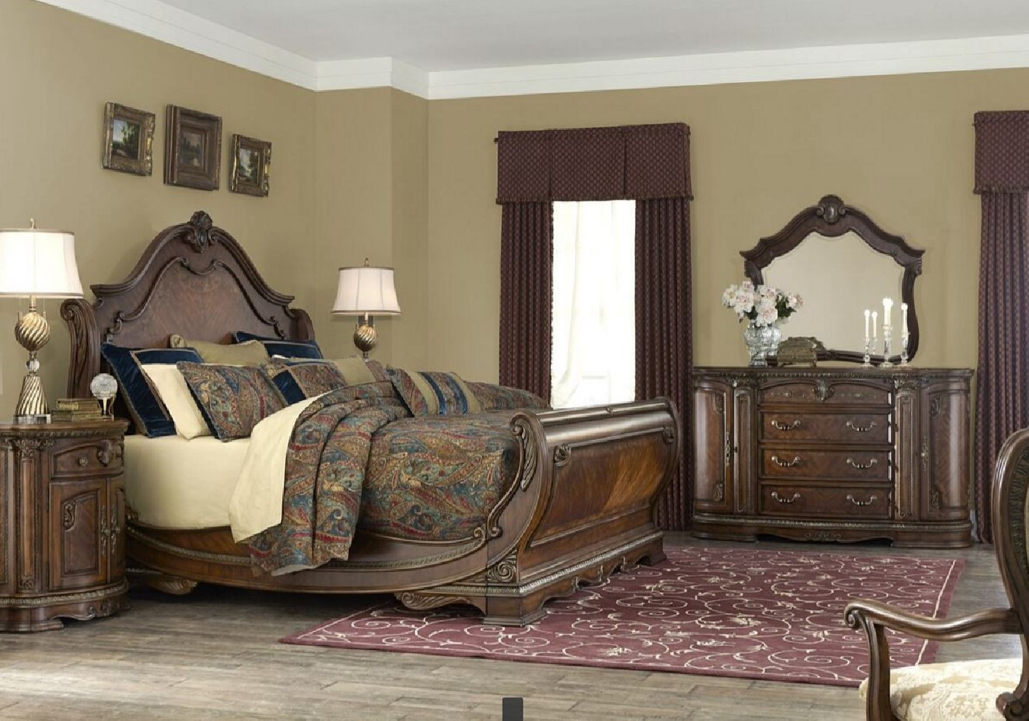 Aico Bella Veneto Sleigh Bed Bedroom Set Cognac for measurements 1483 X 1040