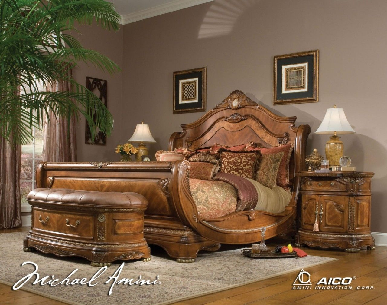 Aico Cortina Ii King Sleigh Bed Also Called The Hampton Court In for measurements 1280 X 1007