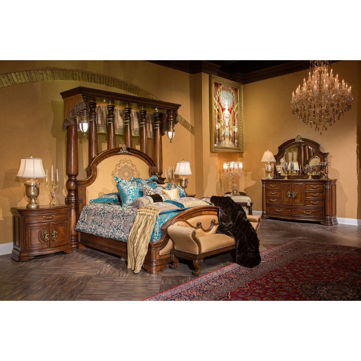 Aico Michael Amini Grand Masterpiece Half Tester Bedroom Set for dimensions 1200 X 1200