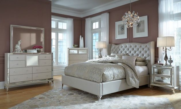 Aico Michael Amini Hollywood Loft Upholstered Platform Bedroom Set with regard to dimensions 1100 X 864