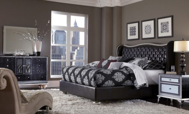 Aico Michael Amini Hollywood Swank Starry Night Upholstered Bedroom Set in proportions 1100 X 1100