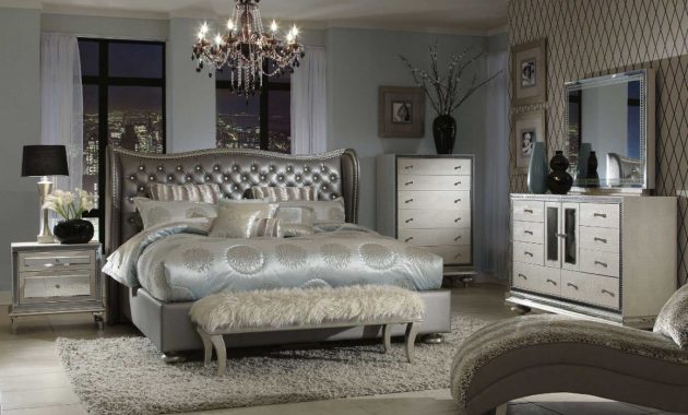 Aico Michael Amini Hollywood Swank Upholstered Bedroom Set In with proportions 1200 X 1200