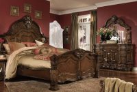 Aico Michael Amini Windsor Court King Mansion Bedroom Set W Chest 6 Pc In Vintage Fruitwood with measurements 1000 X 1000