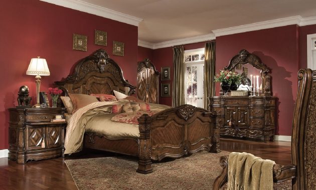 Aico Windsor Court Bedroom Set Collection Vintage Fruitwood Finish regarding size 1442 X 1040