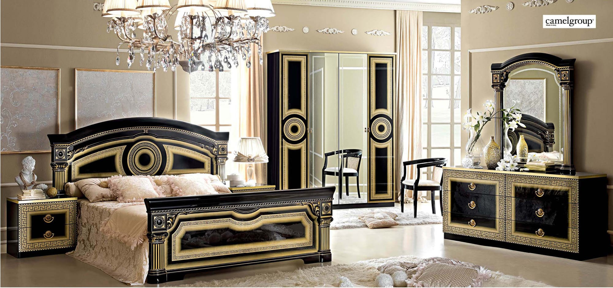 Aida Blackgold Bedroom Set Esf pertaining to sizing 2000 X 940