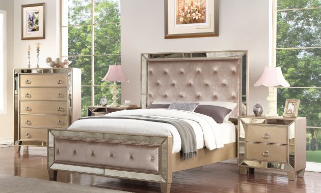 Alasdair Mirrored Tufted Platform 4 Piece Bedroom Set in sizing 3376 X 2672