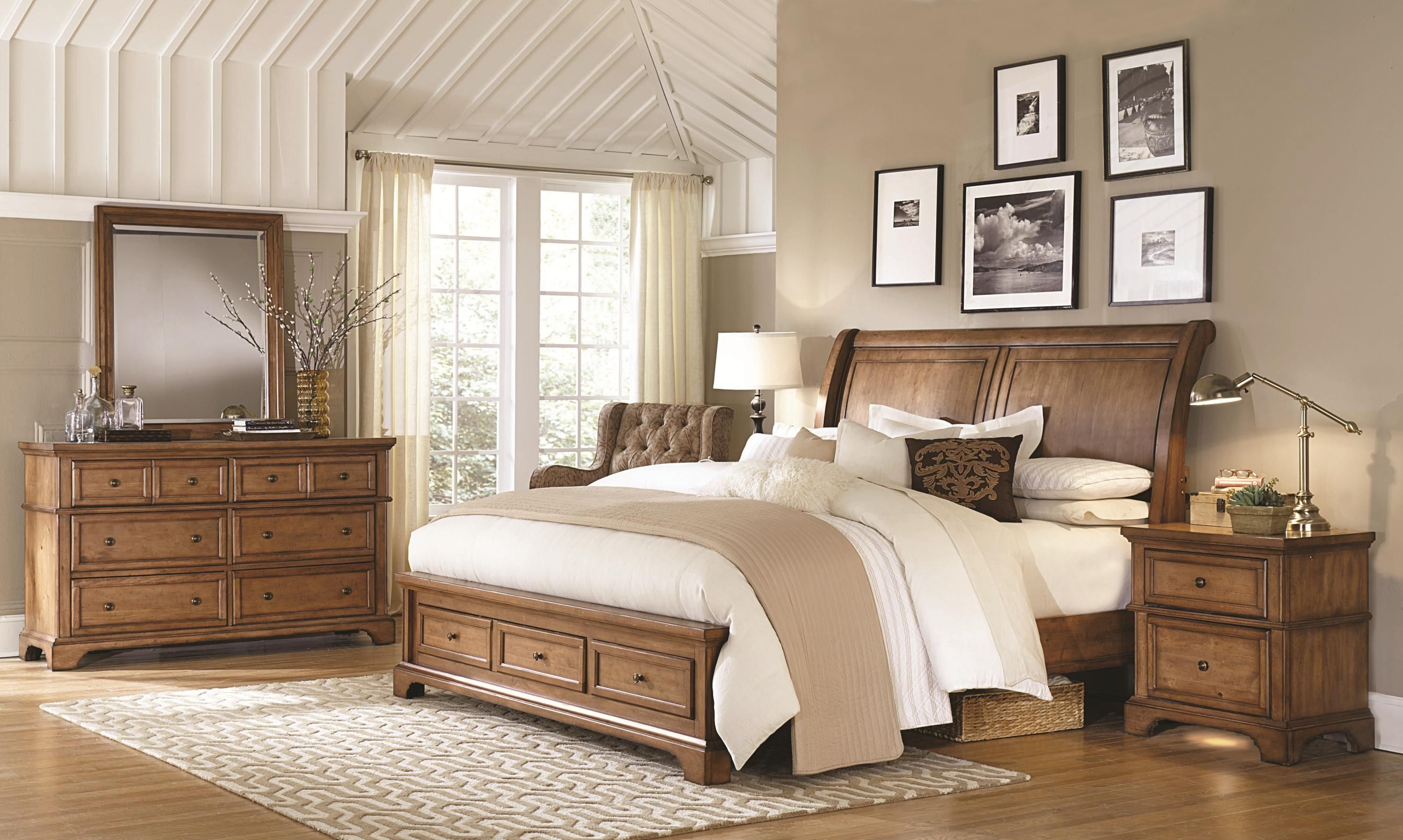 Alder Creek King Low Profile Sleigh Storage Bed Morris Home pertaining to proportions 3000 X 1797