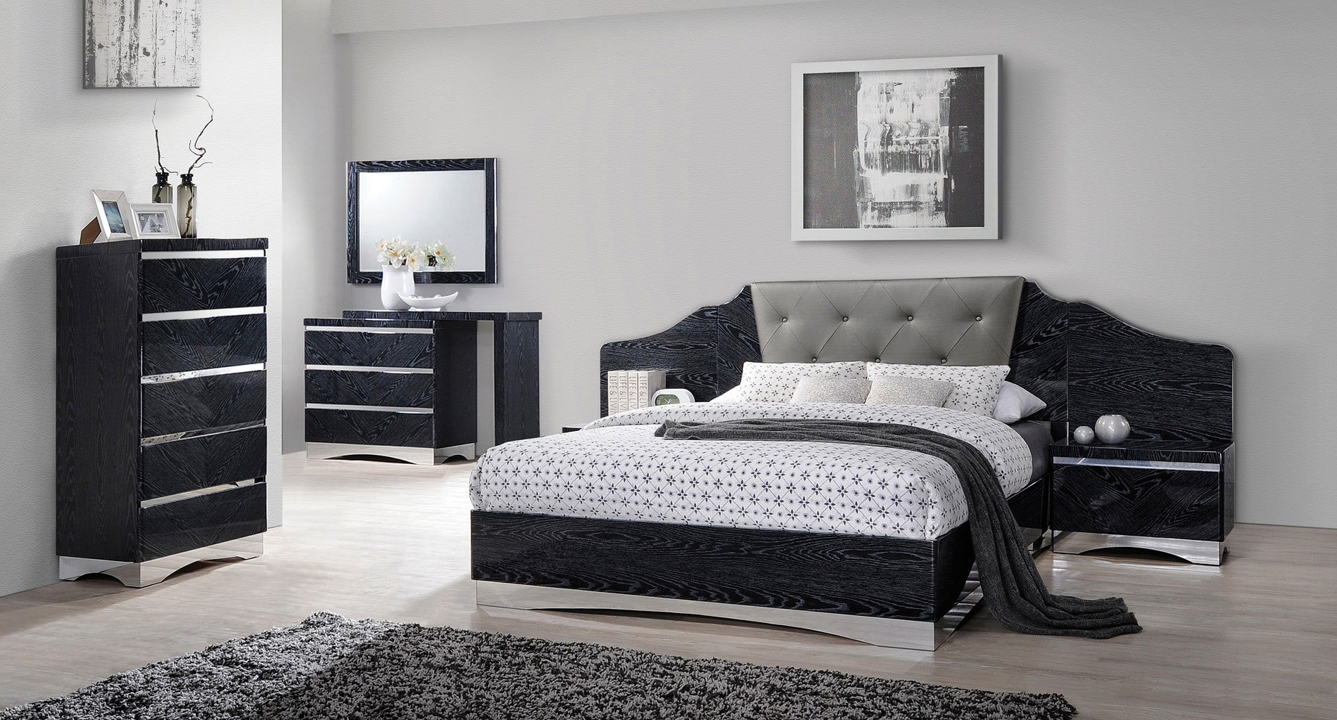 Alessandro Bedroom Set Glossy Black Coaster Furniture Furniture Cart with dimensions 1900 X 1024