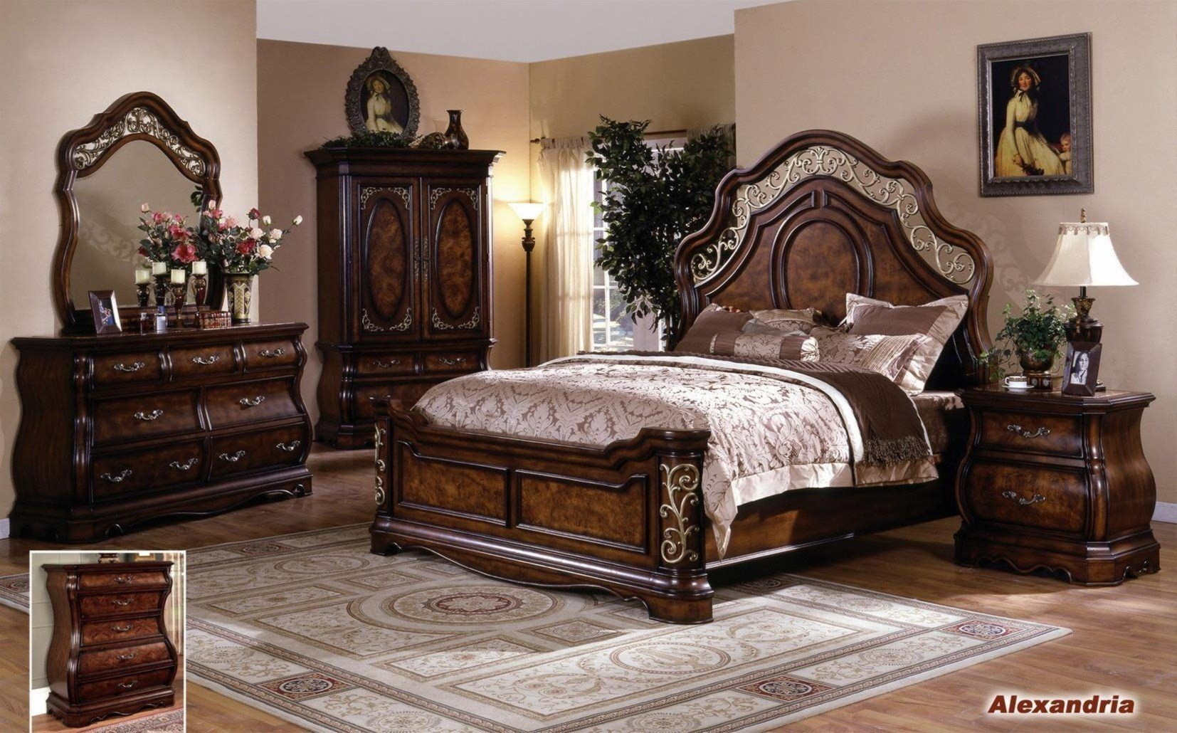 Alexandria Elegant Solid Wood Traditional Bedroom Set Empire in proportions 1654 X 1030