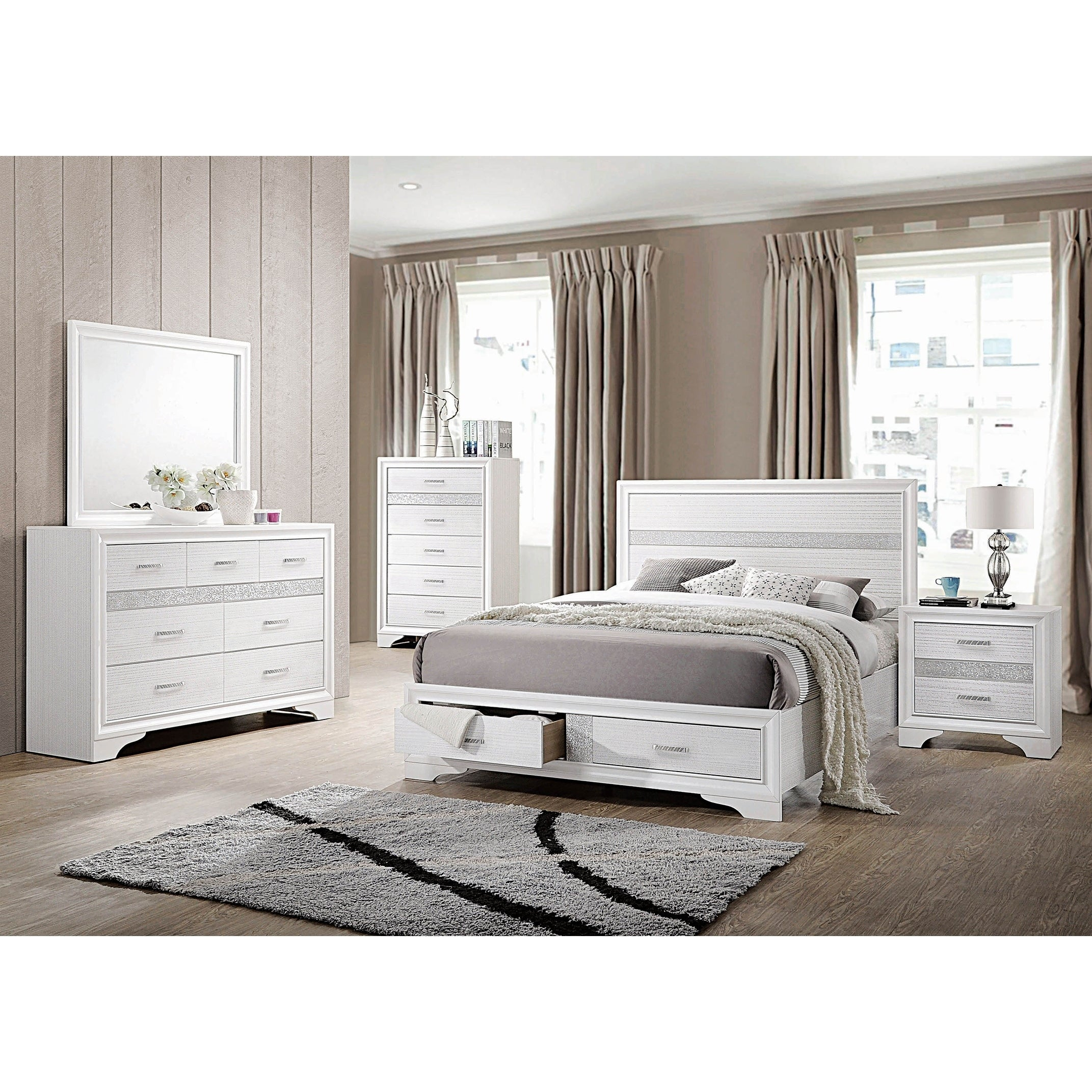 Alexandria Rhinestone 6 Piece Storage Bedroom Set with regard to measurements 2143 X 2143