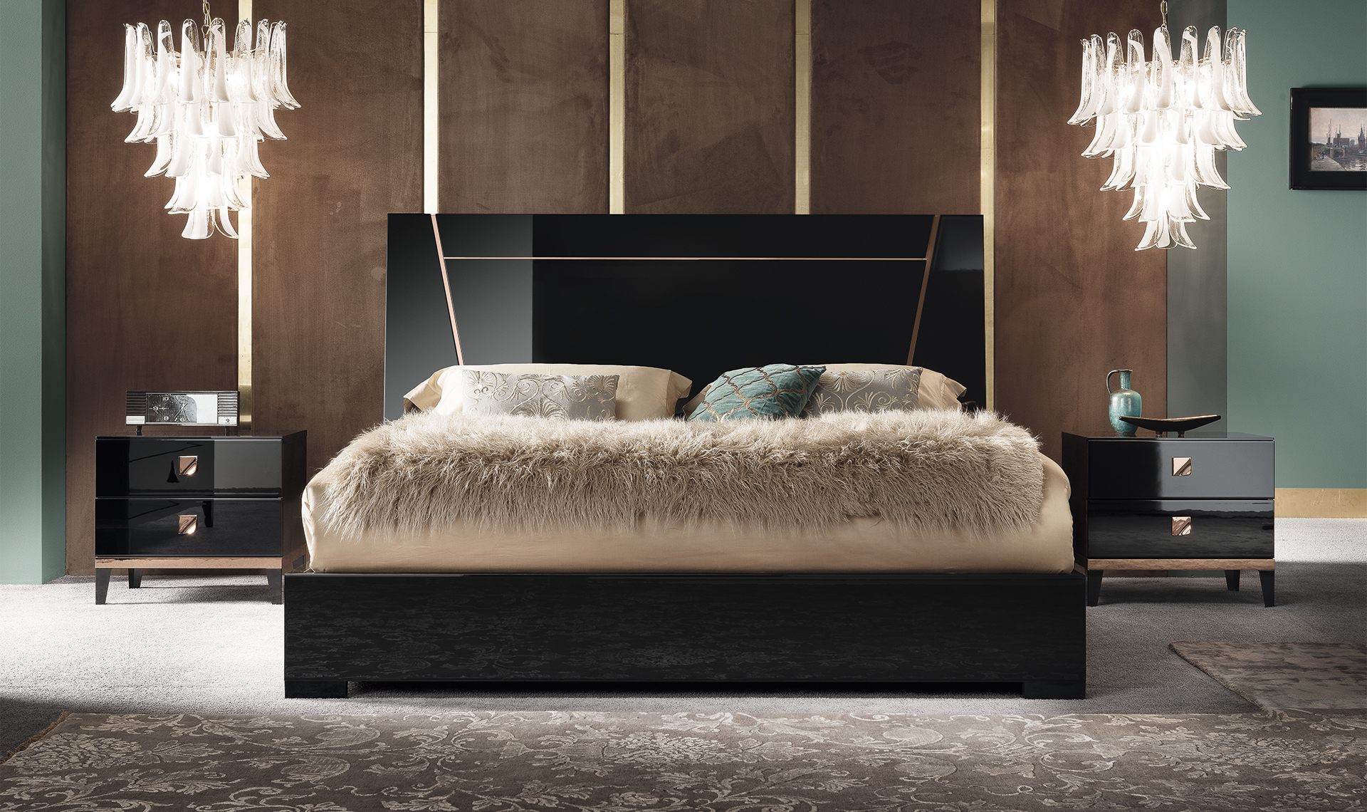 Alf Mont Noir Bedroom Collection Black High Gloss Unique Furniture inside measurements 1920 X 1140