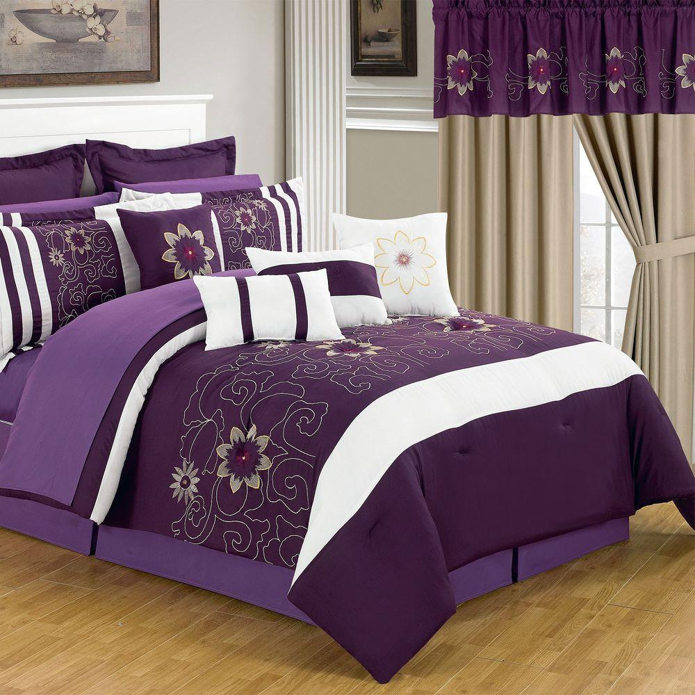 Amanda Purple 24 Piece Queen Comforter Set In 2019 Products inside sizing 1000 X 1000