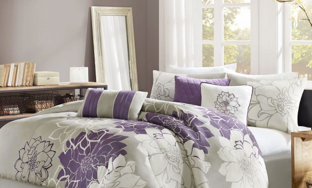 Amaryllis Purple Floral 7 Pc Comforter Bed Set Madison Park throughout measurements 2000 X 2000