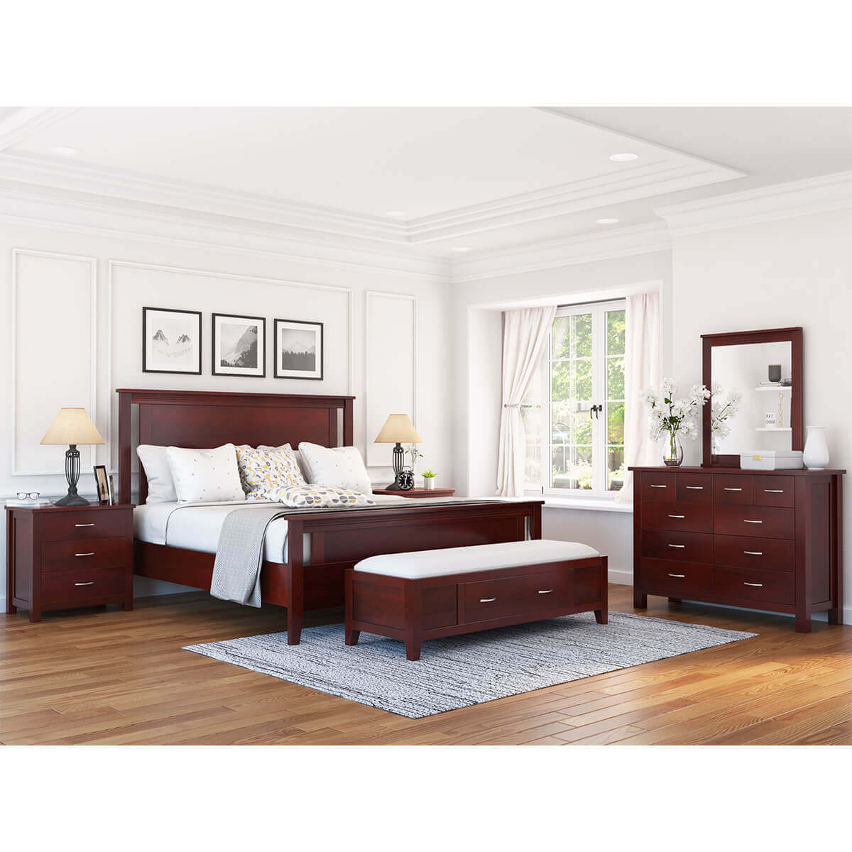 Amenia Solid Mahogany Wood 6 Piece Bedroom Set regarding dimensions 1200 X 1200